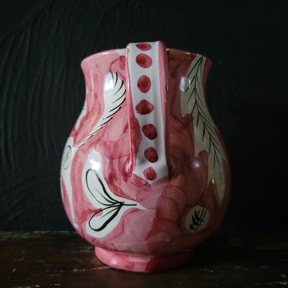 Vintage Made in Italy Pitcher with Bull and Flowers, Hand-Painted *Chips - Picture 4 of 10